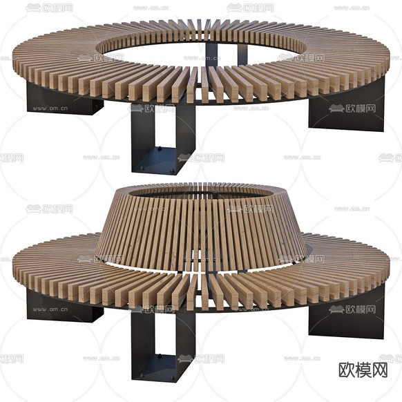 户外椅 公园椅 树池椅3d模型下载
