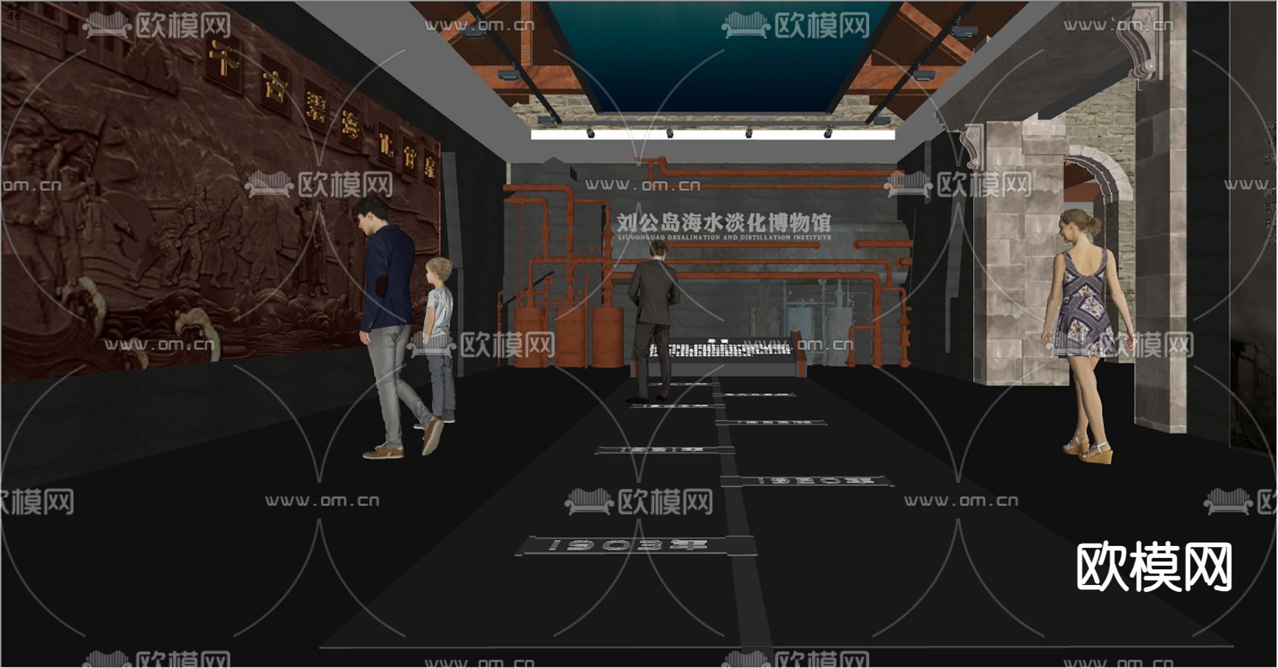 新中式博物馆su模型下载（渲染图2）