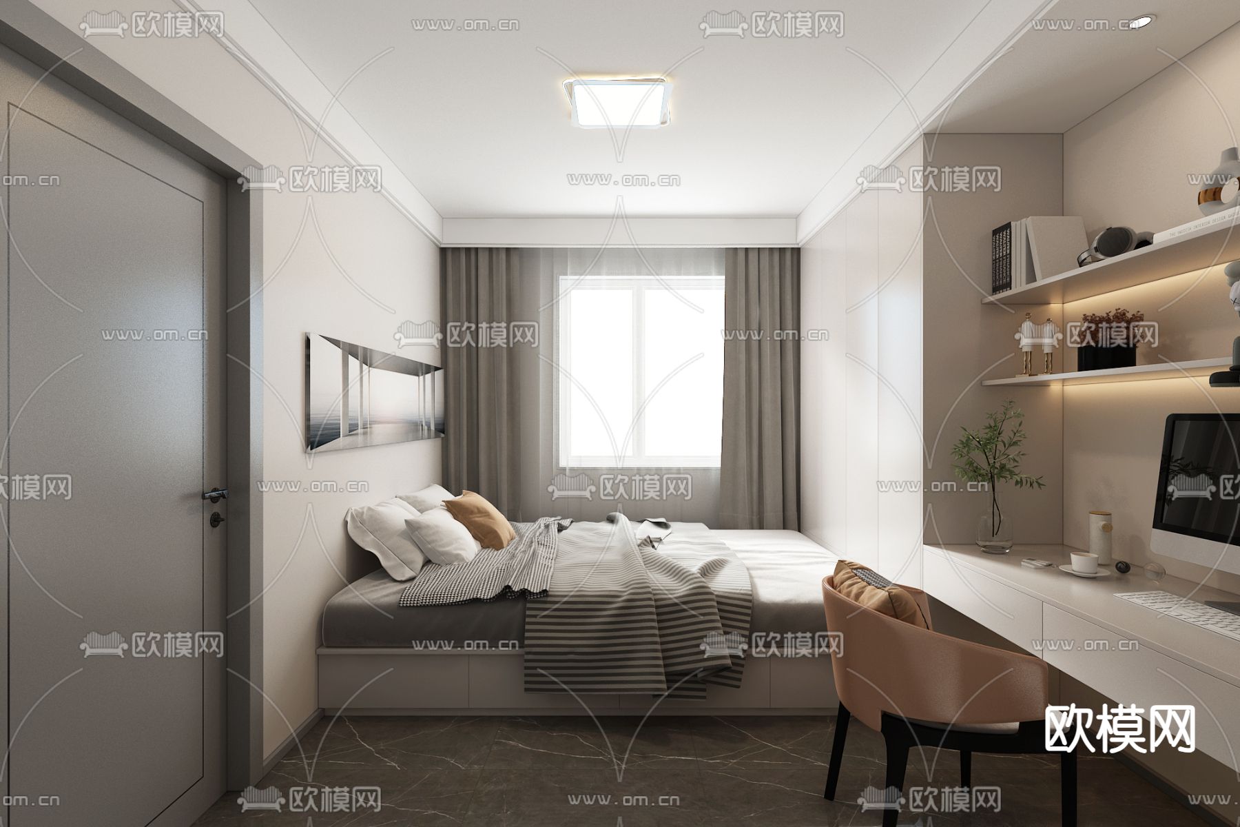 榻榻米卧室 次卧免费3d模型下载_ID14264337_3dmax免费模型-欧模网