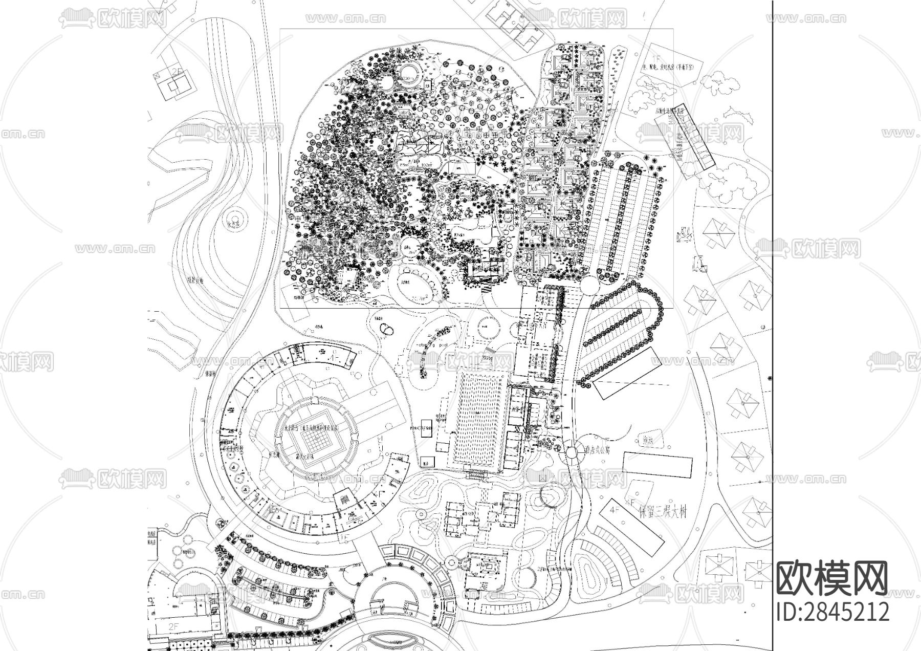 温泉度假村农庄农业果园方案规划图cad施工图下载（渲染图2）