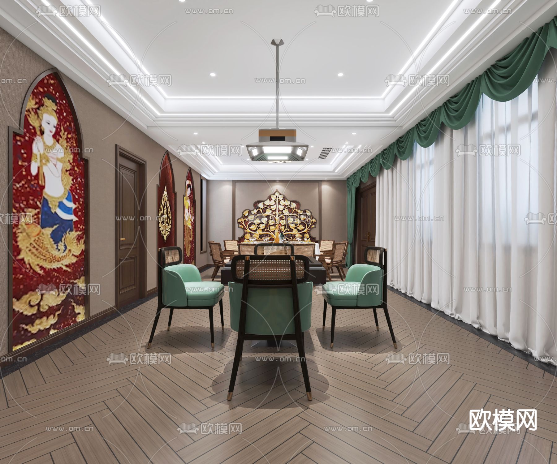 酒店包厢 私房菜包房3d模型下载（渲染图2）