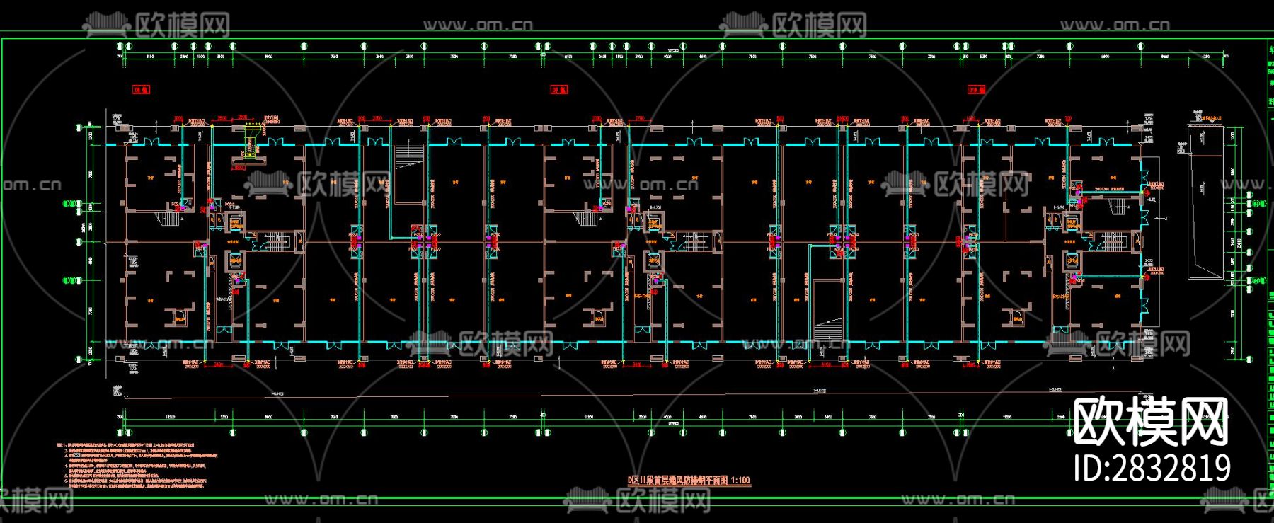 商住楼及地下汽车库通风防排烟系统设计图cad大样图下载（渲染图8）