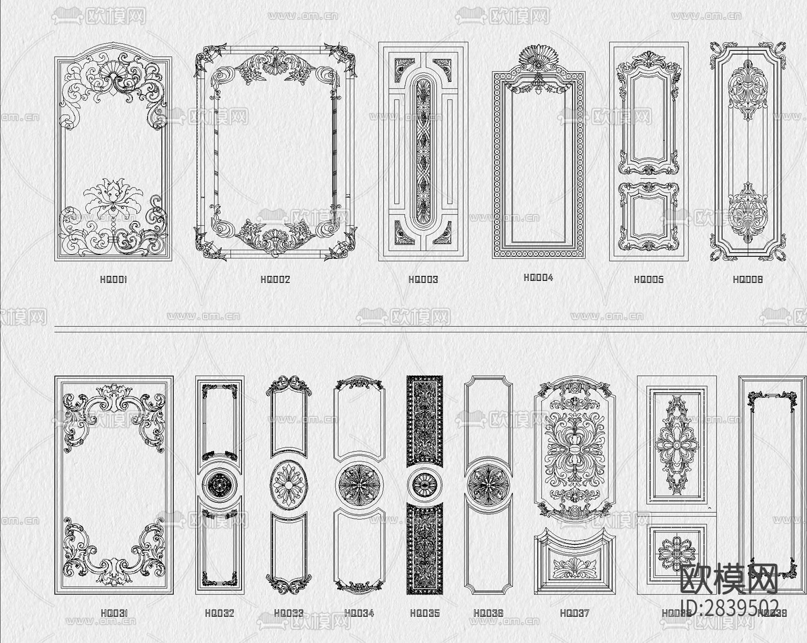 法式欧式护墙板CAD图库下载（渲染图3）