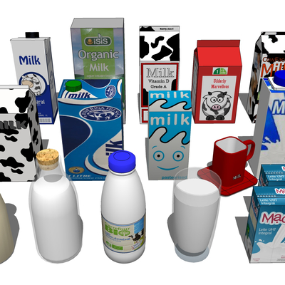  牛奶 饮料su模型 