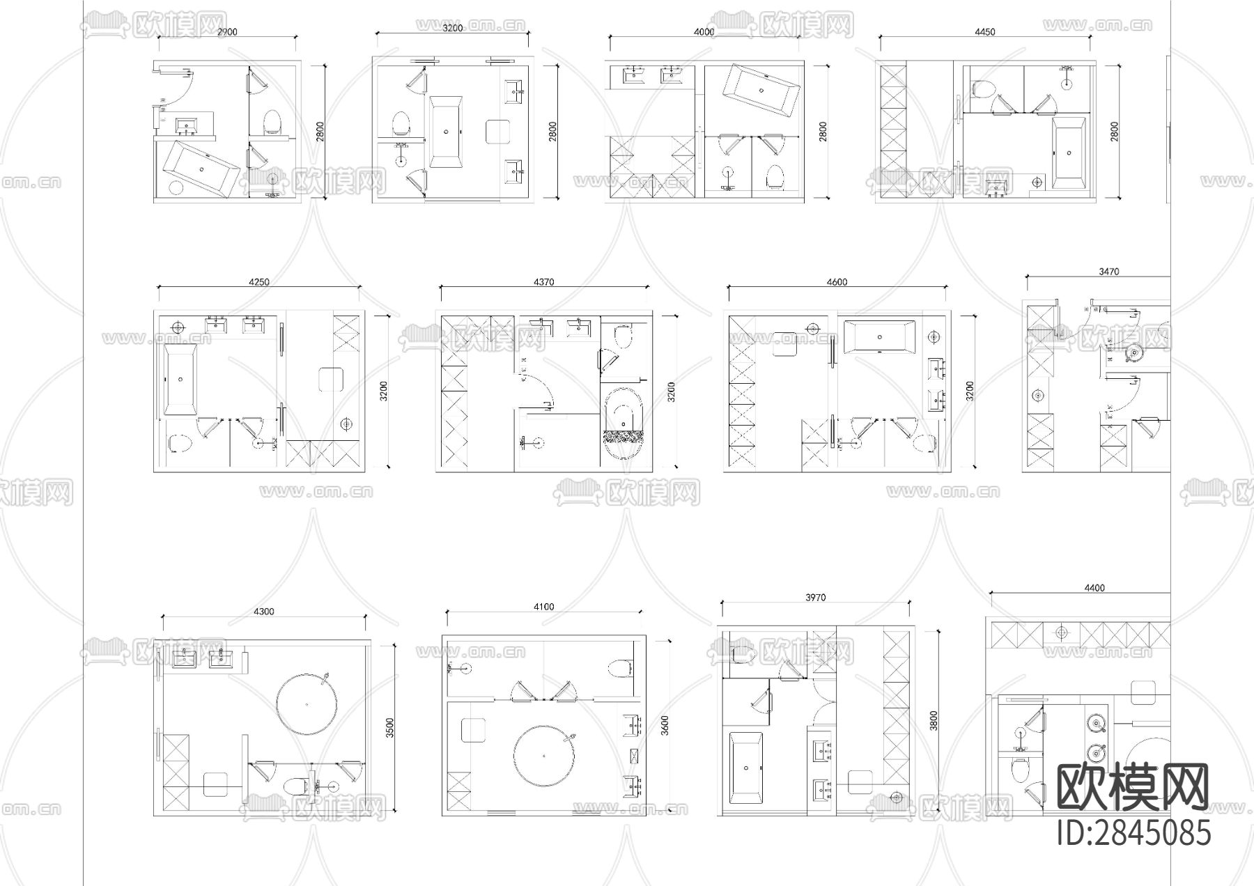 100款厕所洗手间CAD图库下载（渲染图5）