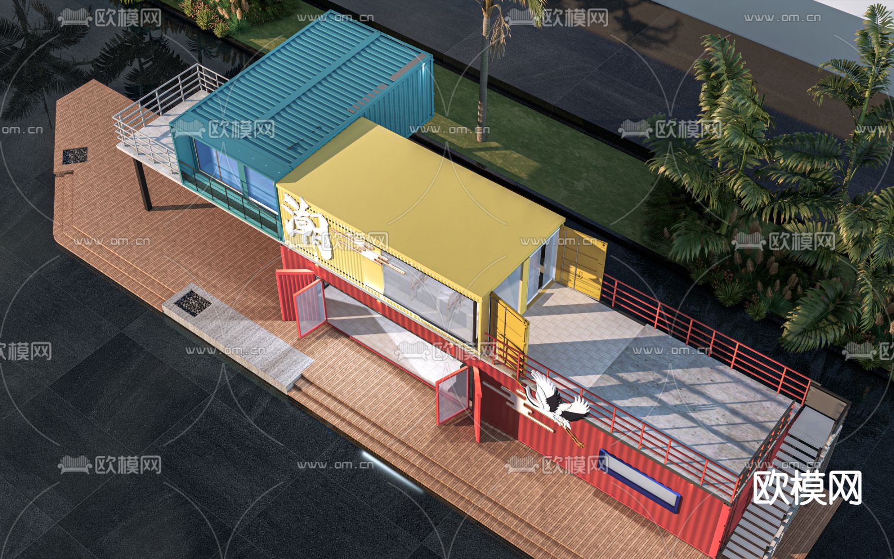 工业风集装箱建筑su模型下载_ID14274683_sketchup模型下载-欧模网