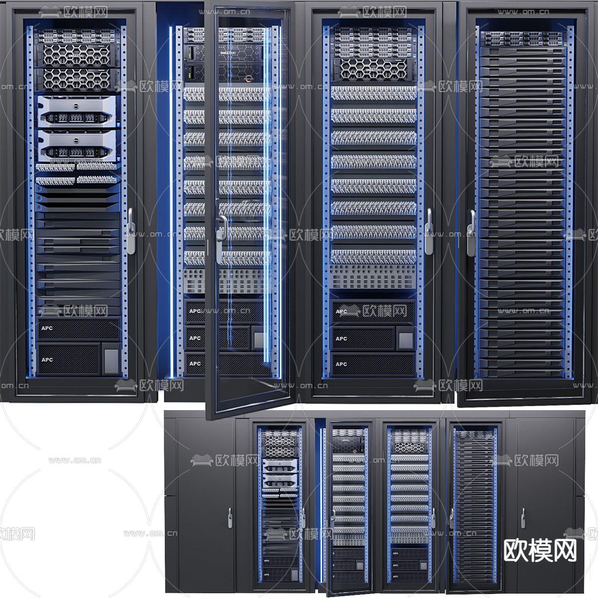 机房 服务器 机柜3d模型下载（渲染图1）