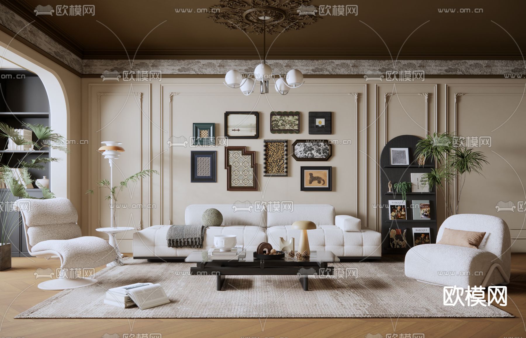 法式客厅su模型下载_ID14274269_sketchup模型下载-欧模网