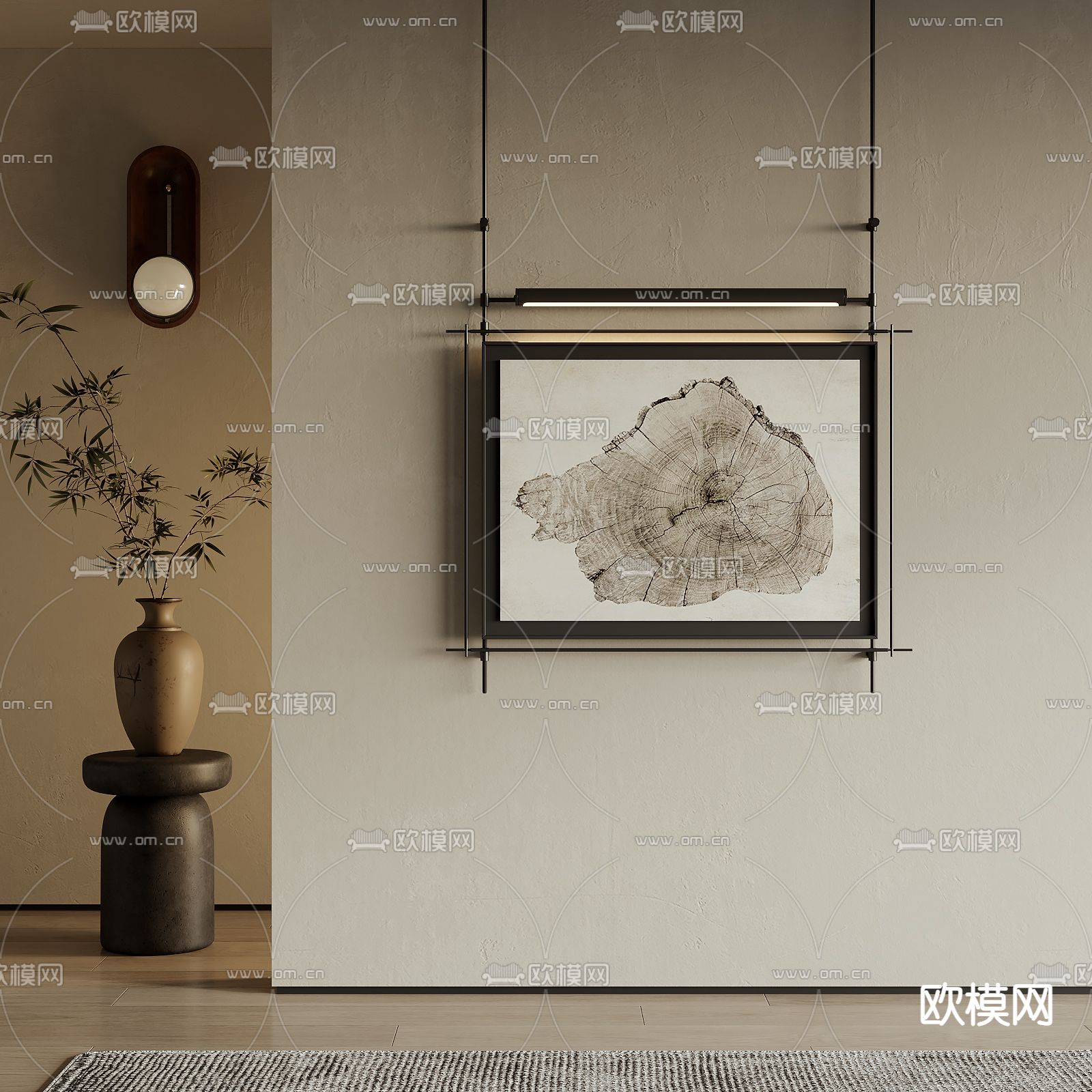 中古风装饰画su模型下载（渲染图1）