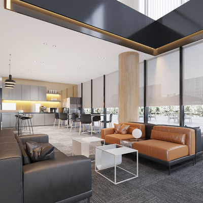  现代茶水间 休息区su模型 