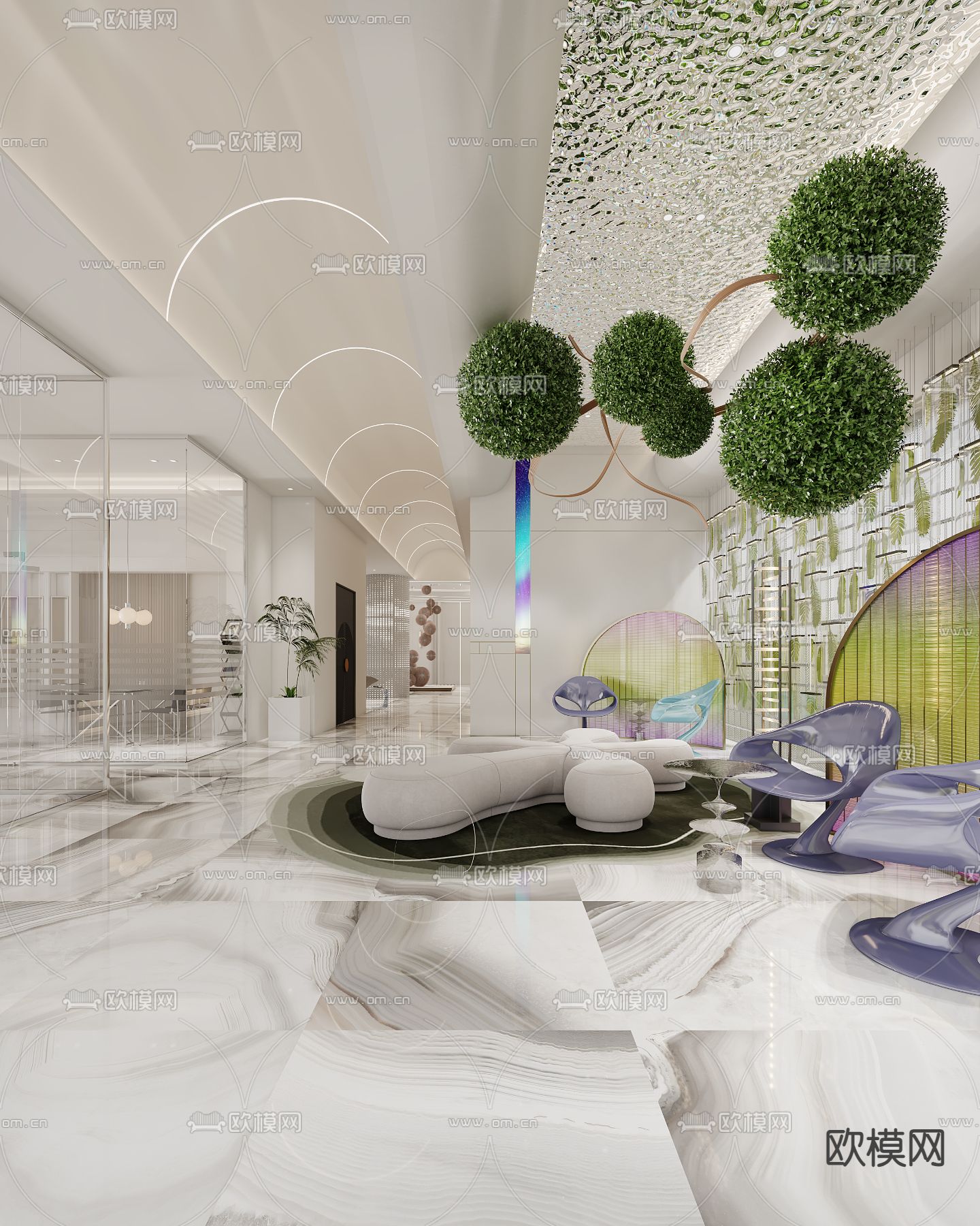 酒店大堂吧 休闲区3d模型下载