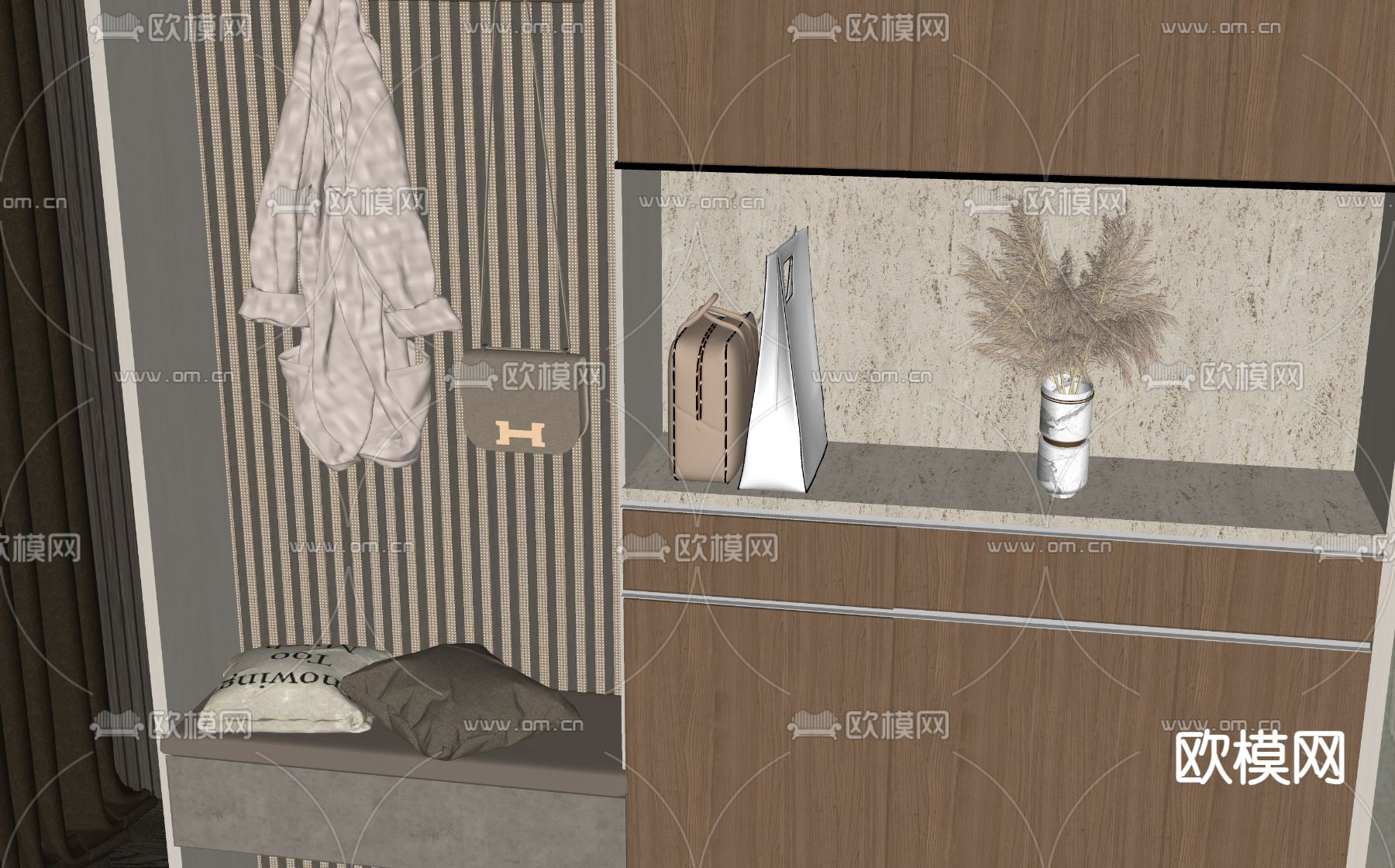 现代鞋柜su模型下载（渲染图2）