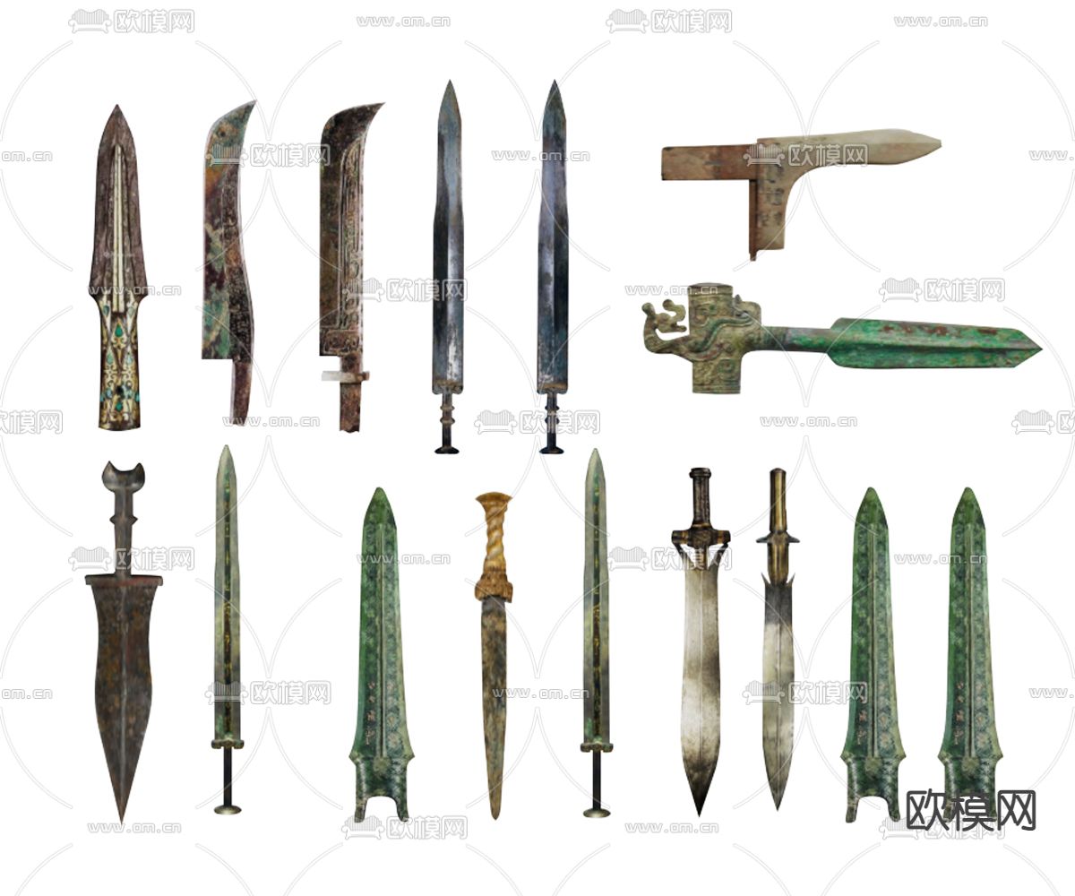 中式铜剑 武器su模型下载（渲染图2）
