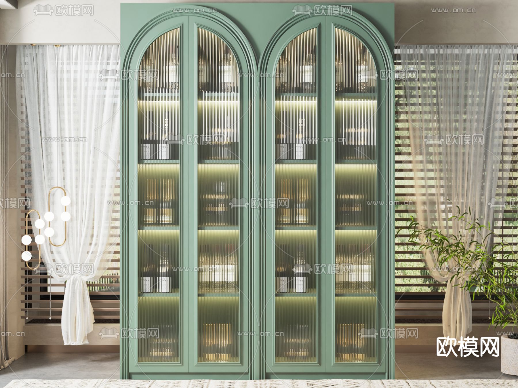 法式酒柜su模型下载（渲染图1）