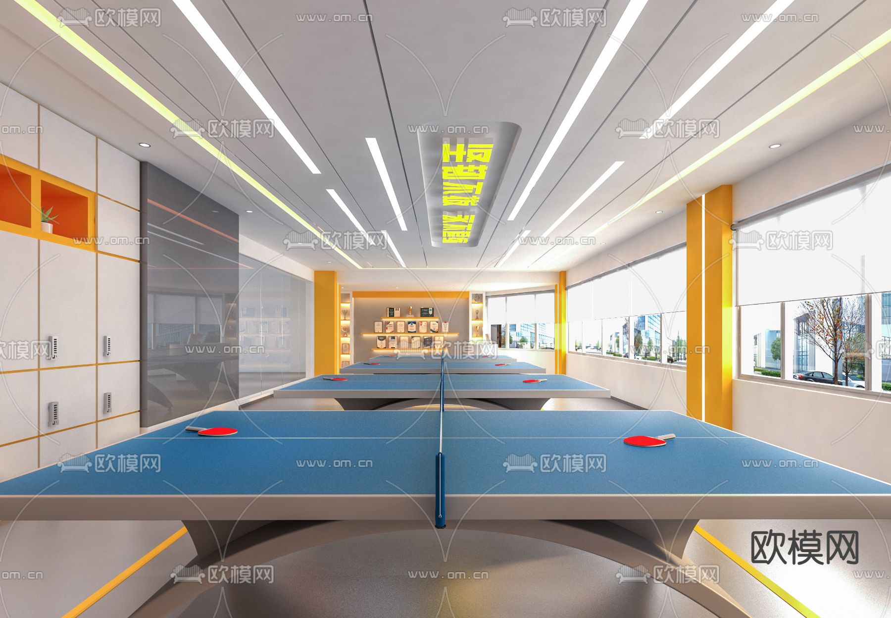 现代乒乓球室su模型下载（渲染图1）