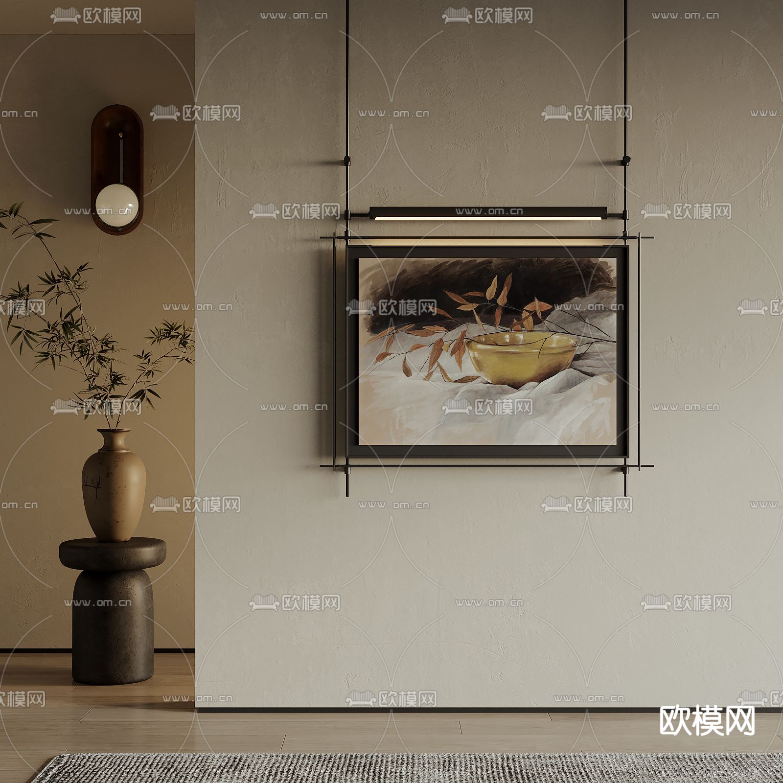 中古风装饰画su模型下载（渲染图1）