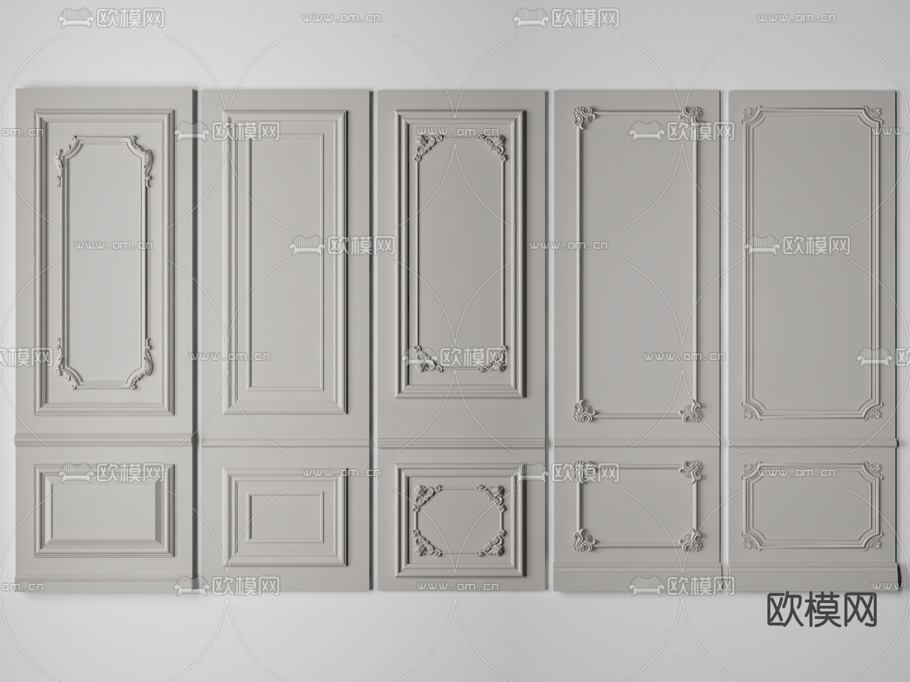 欧式护墙板su模型下载（渲染图1）