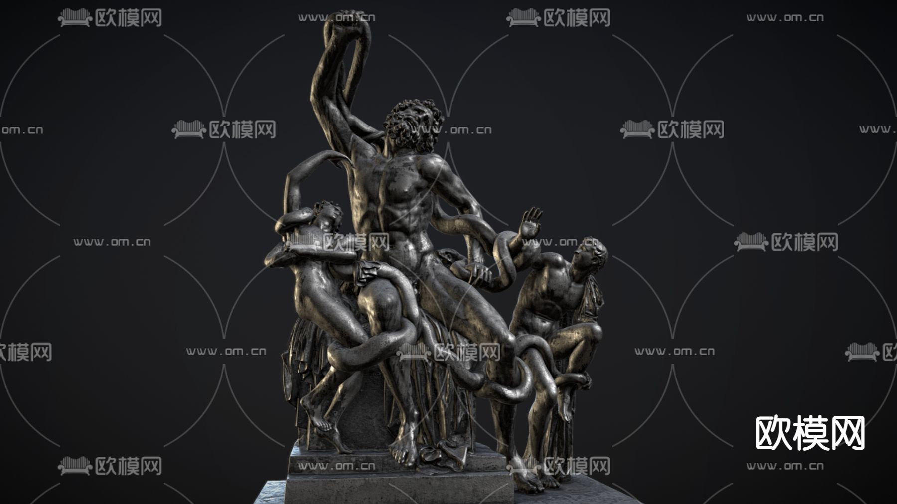 欧式人物雕塑su模型下载（渲染图1）