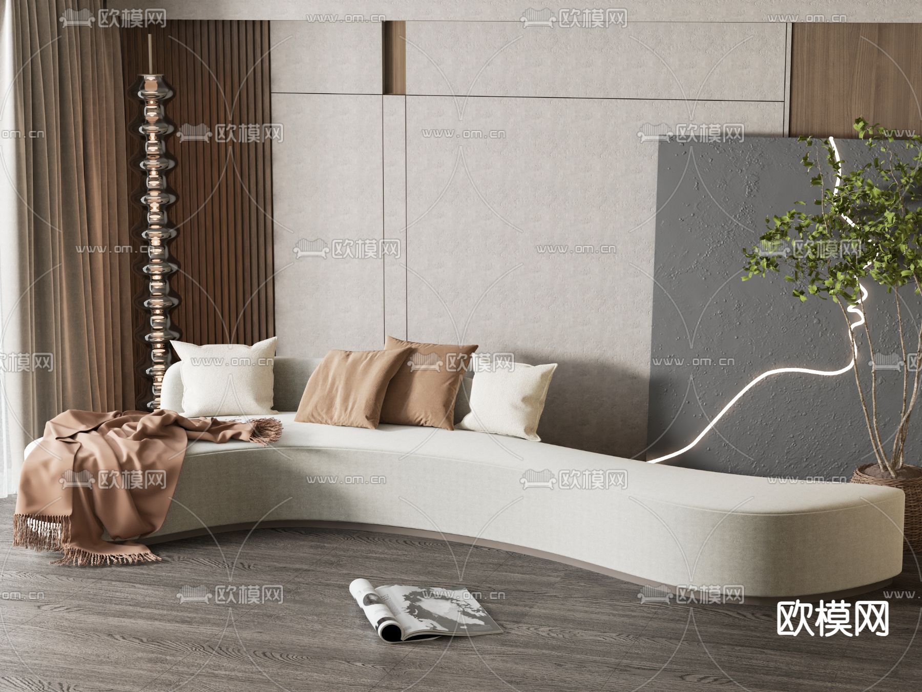 现代异形沙发su模型下载（渲染图1）