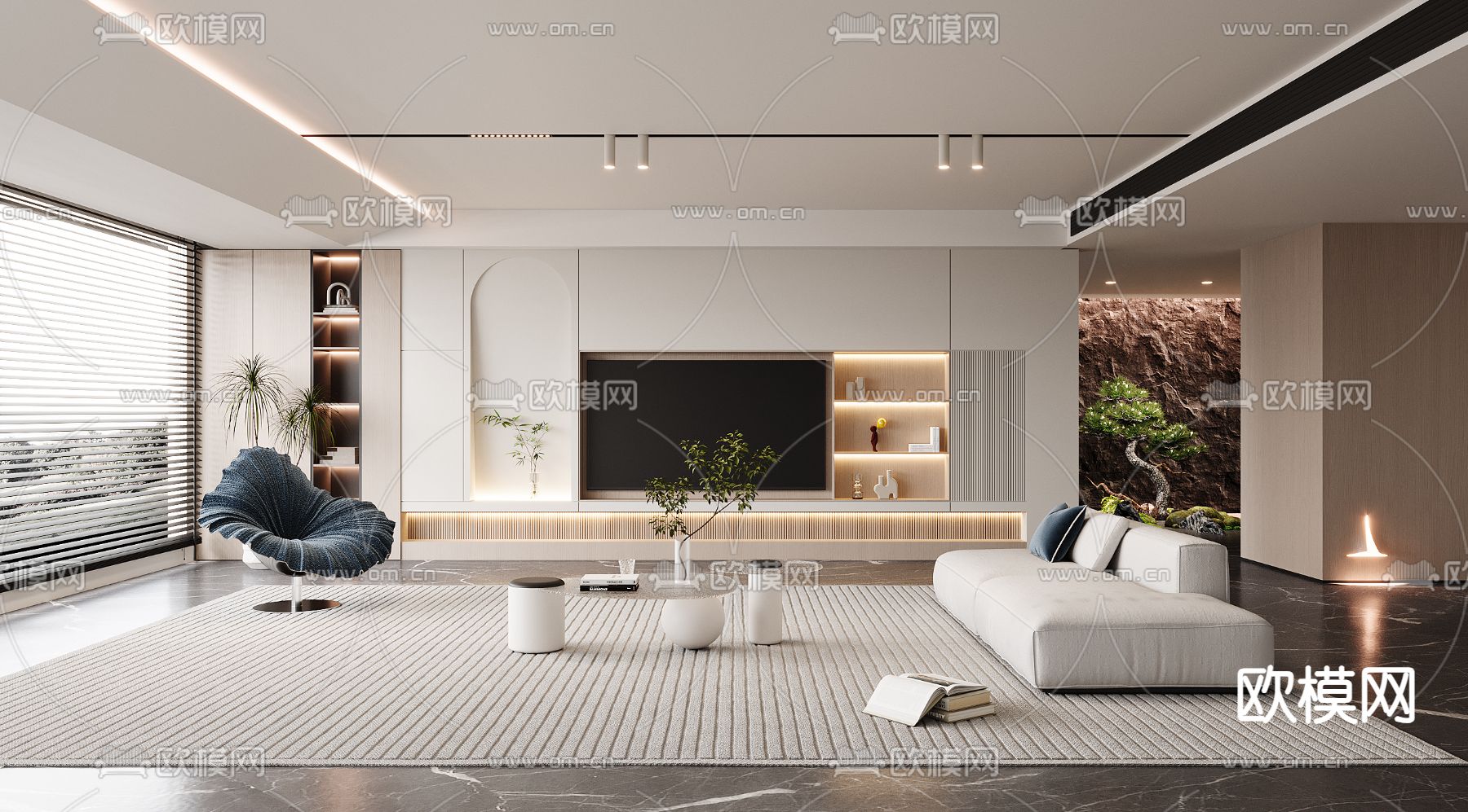 电视背景墙 客厅3d模型下载