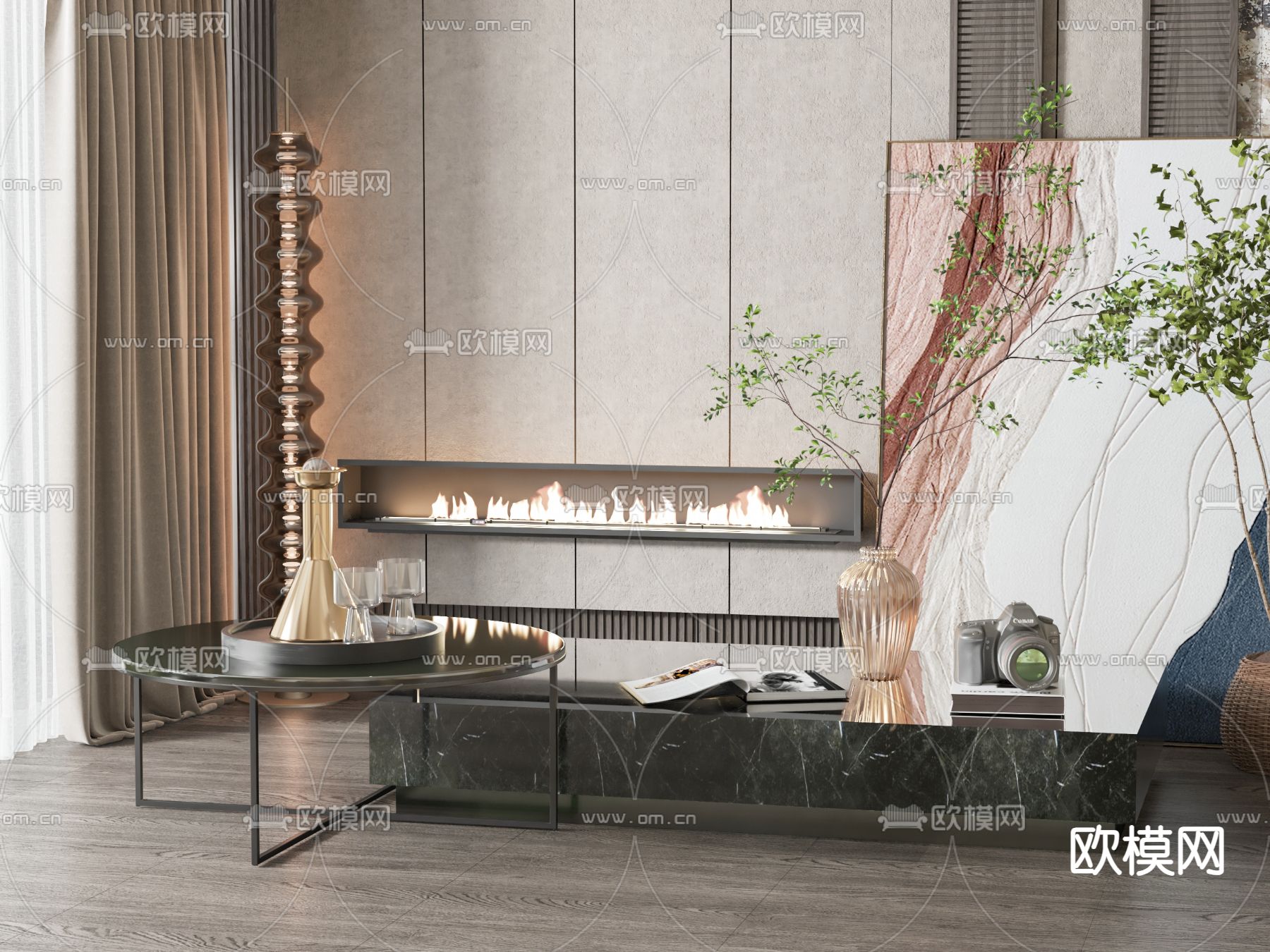 现代茶几su模型下载（渲染图1）