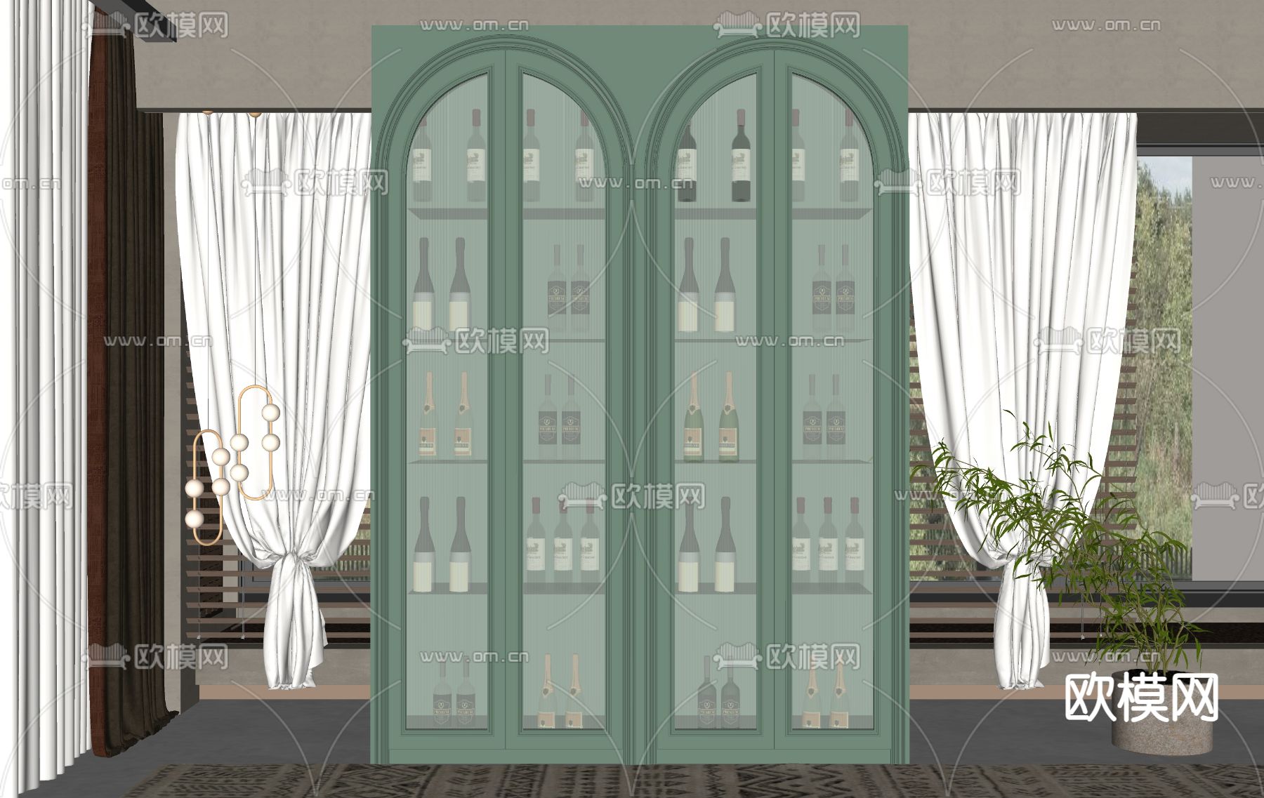 法式酒柜su模型下载（渲染图2）