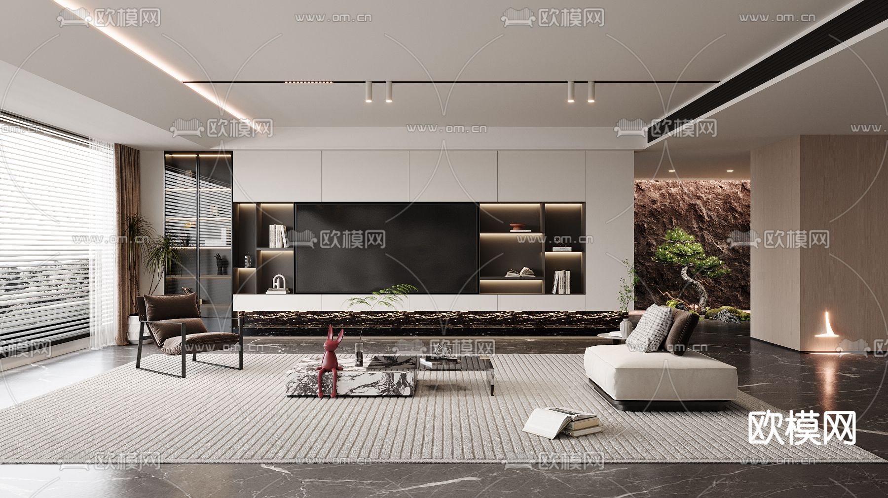 电视背景墙 客厅3d模型下载