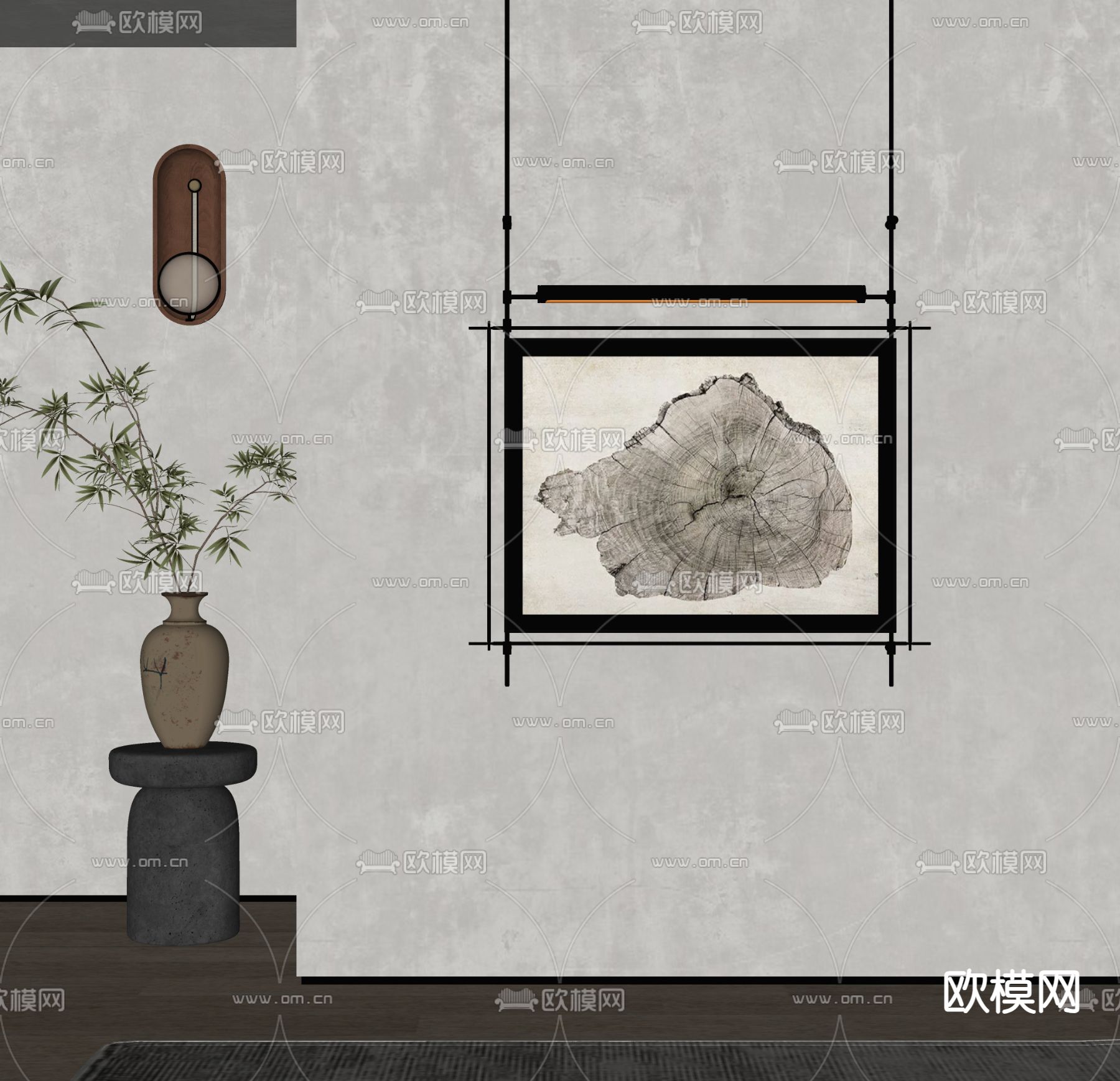 中古风装饰画su模型下载（渲染图2）