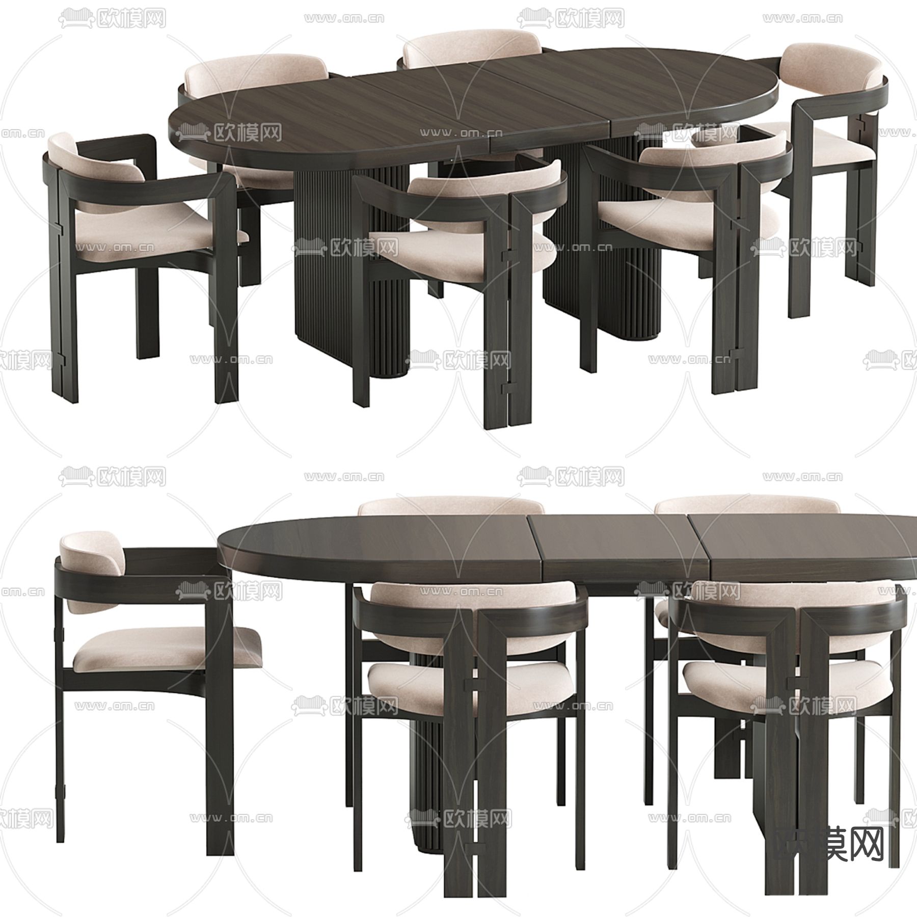 Poliform 餐桌椅3d模型下载（渲染图1）