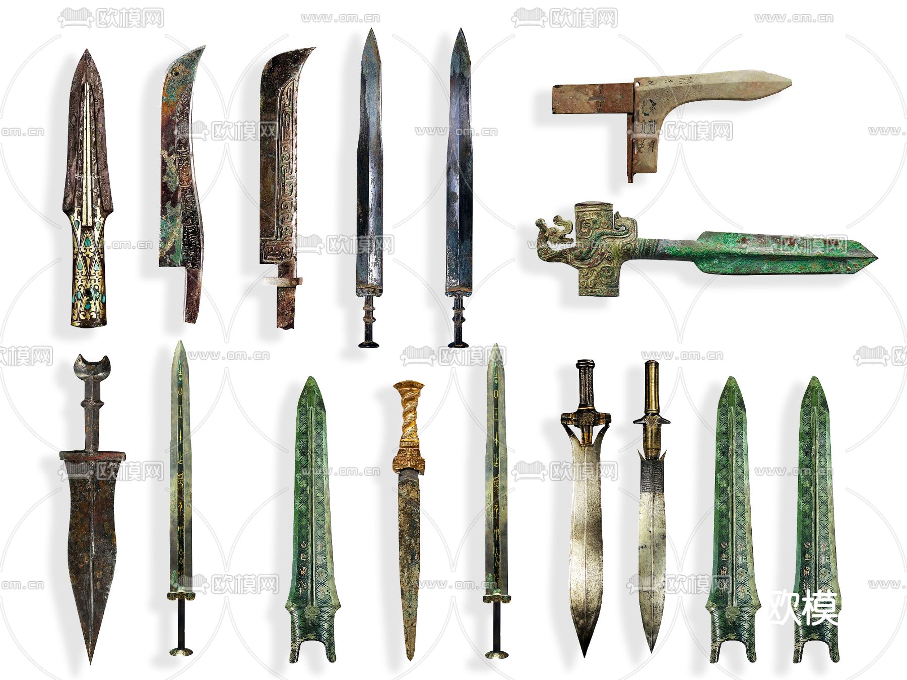 中式铜剑 武器su模型下载（渲染图1）