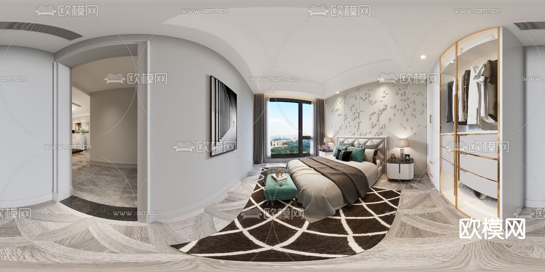 简欧卧室vr全景3d模型下载_ID14270568_3dmax免费模型-欧模网
