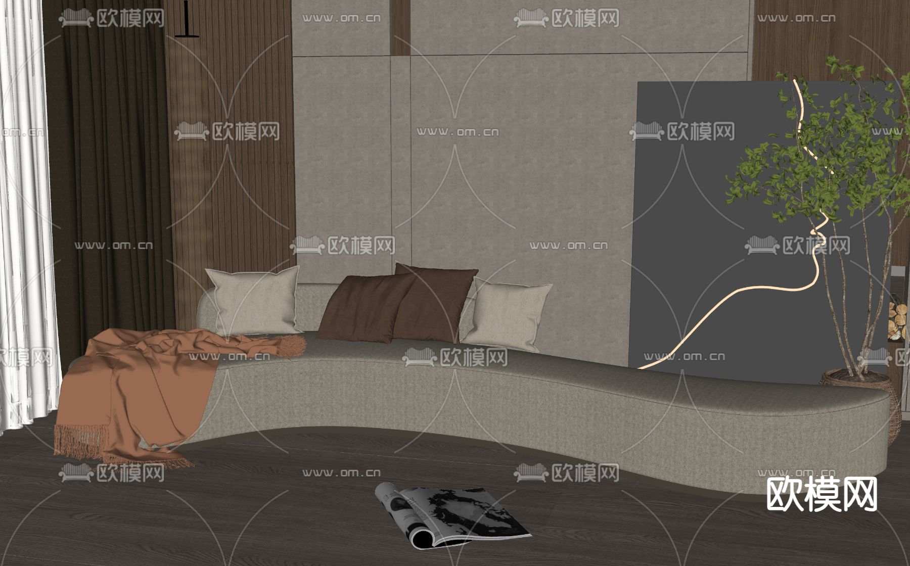 现代异形沙发su模型下载（渲染图2）