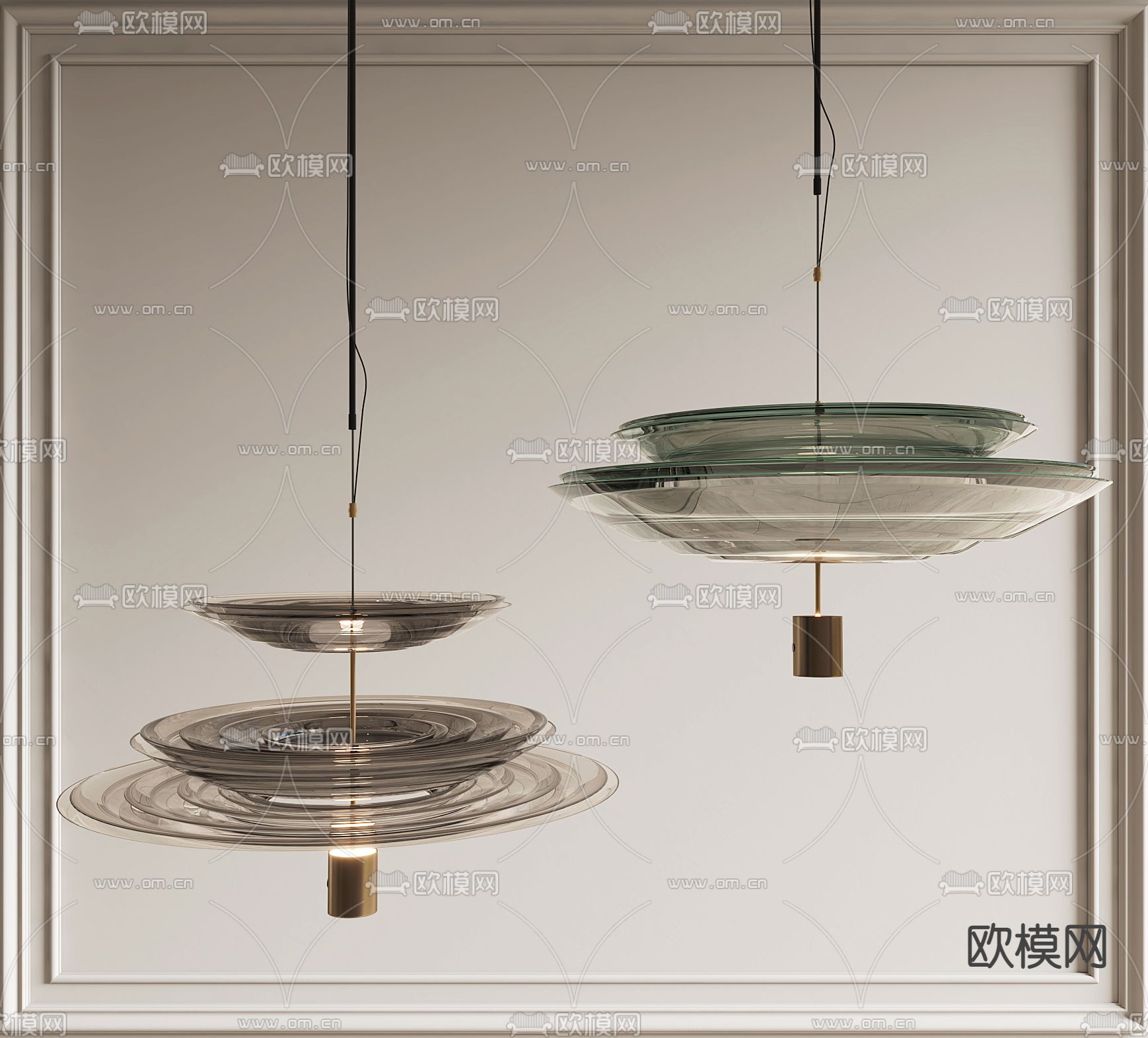 玻璃吊灯su模型下载（渲染图1）