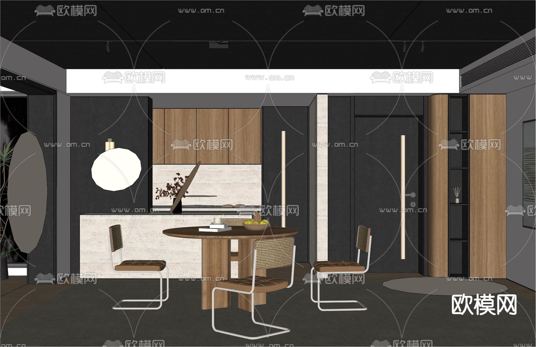 侘寂风餐厅su模型下载（渲染图4）