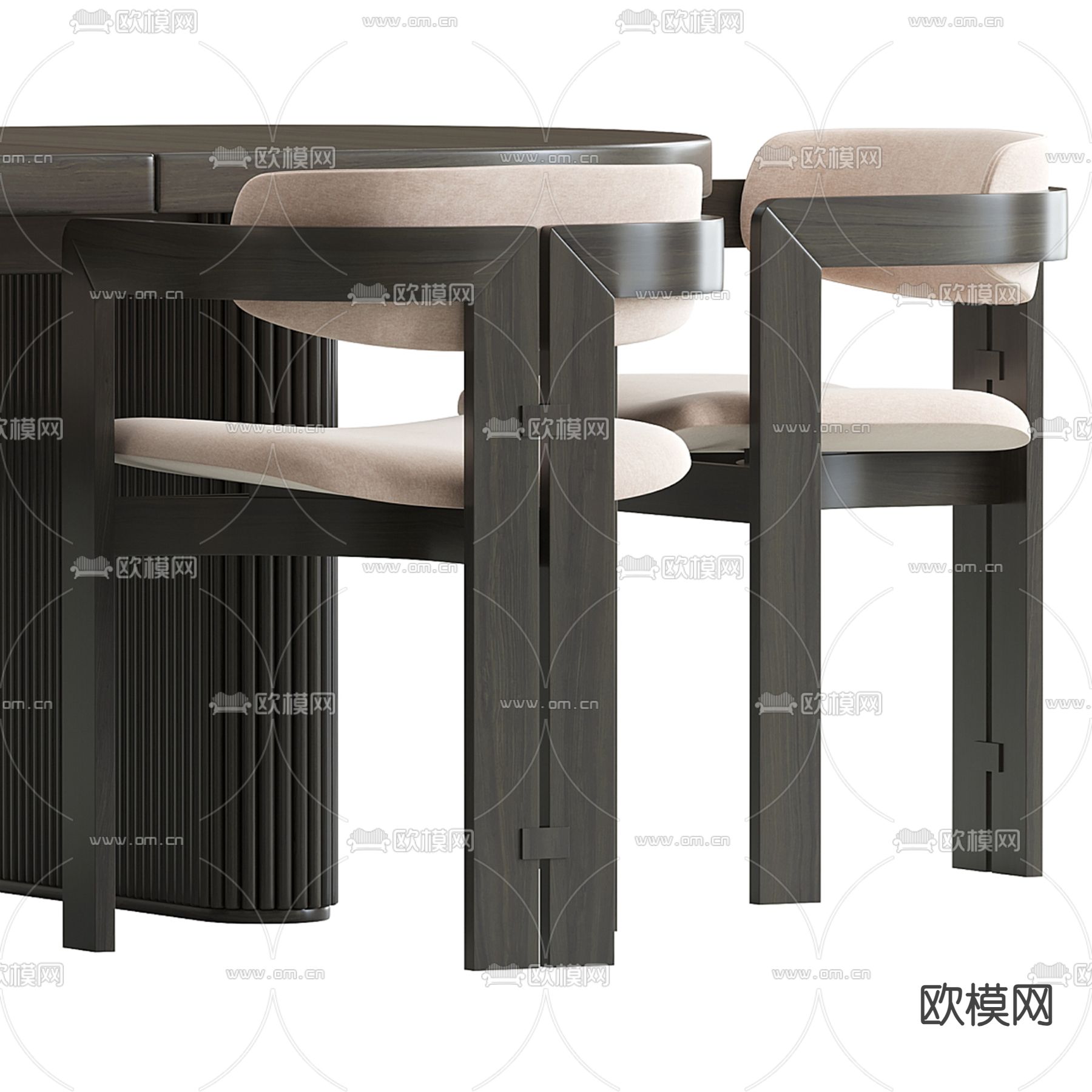 Poliform 餐桌椅3d模型下载（渲染图2）