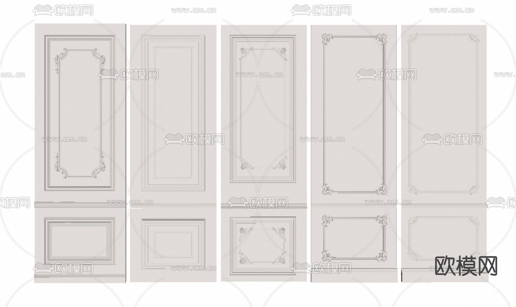 欧式护墙板su模型下载（渲染图2）