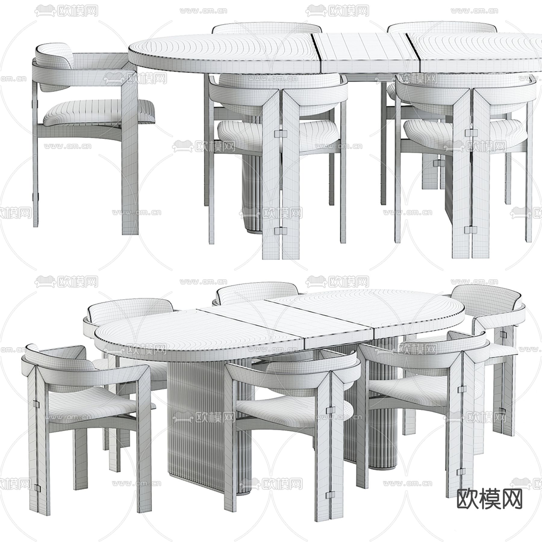 Poliform 餐桌椅3d模型下载（渲染图3）