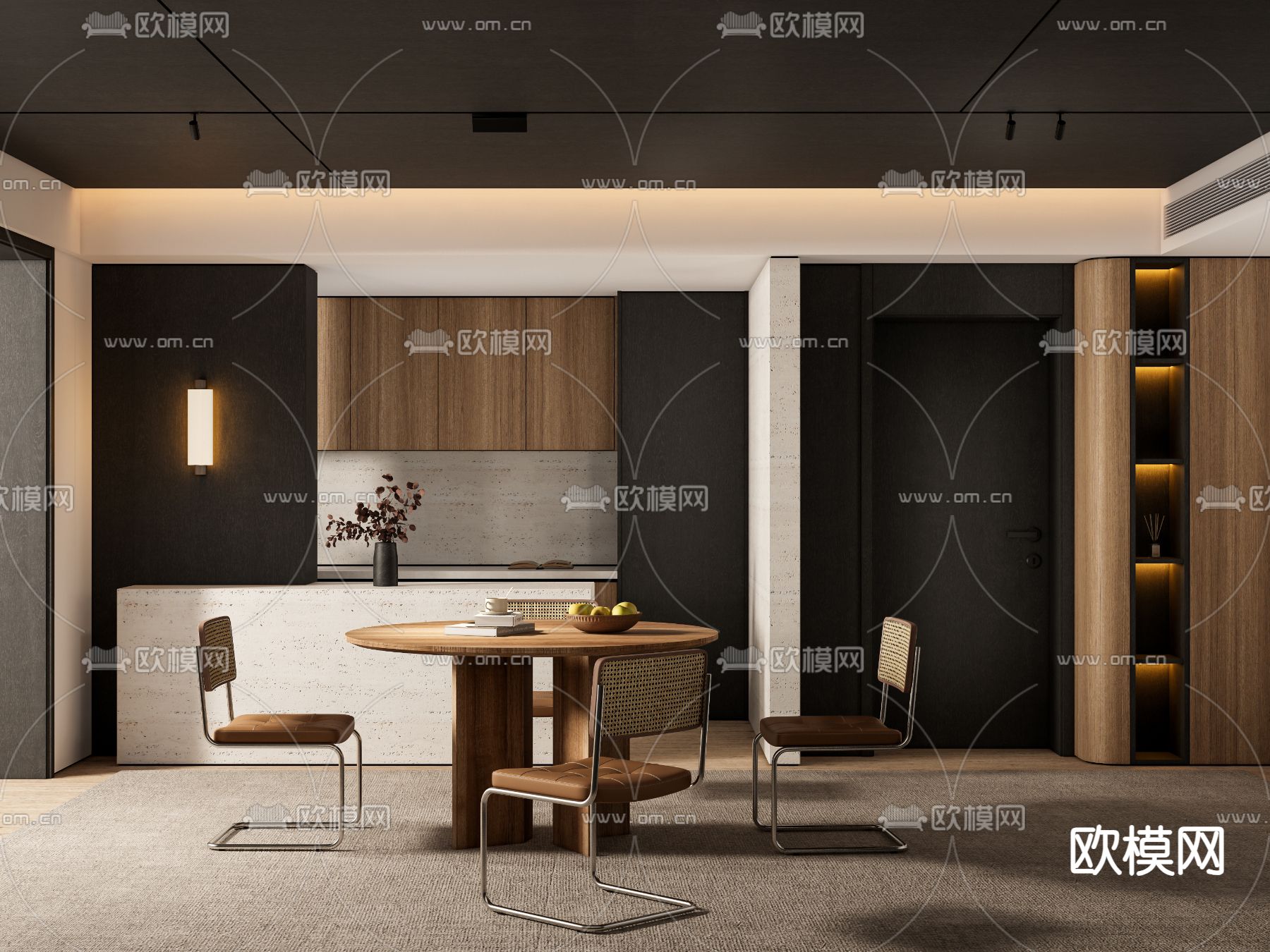 侘寂风餐厅su模型下载（渲染图2）