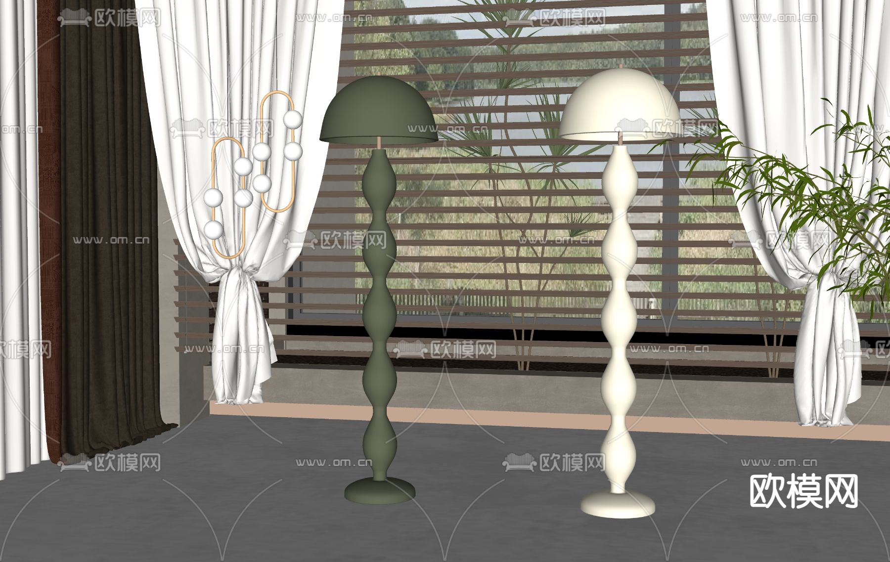 简欧落地灯su模型下载（渲染图2）