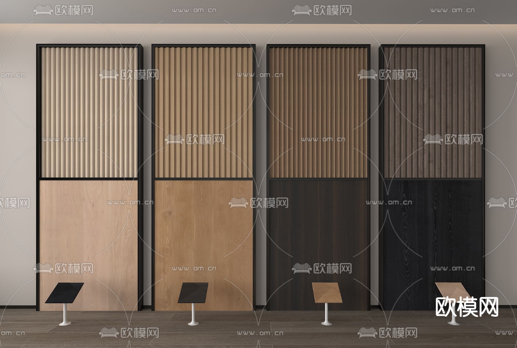 护墙板 格栅板 长城板 波浪板3d模型下载