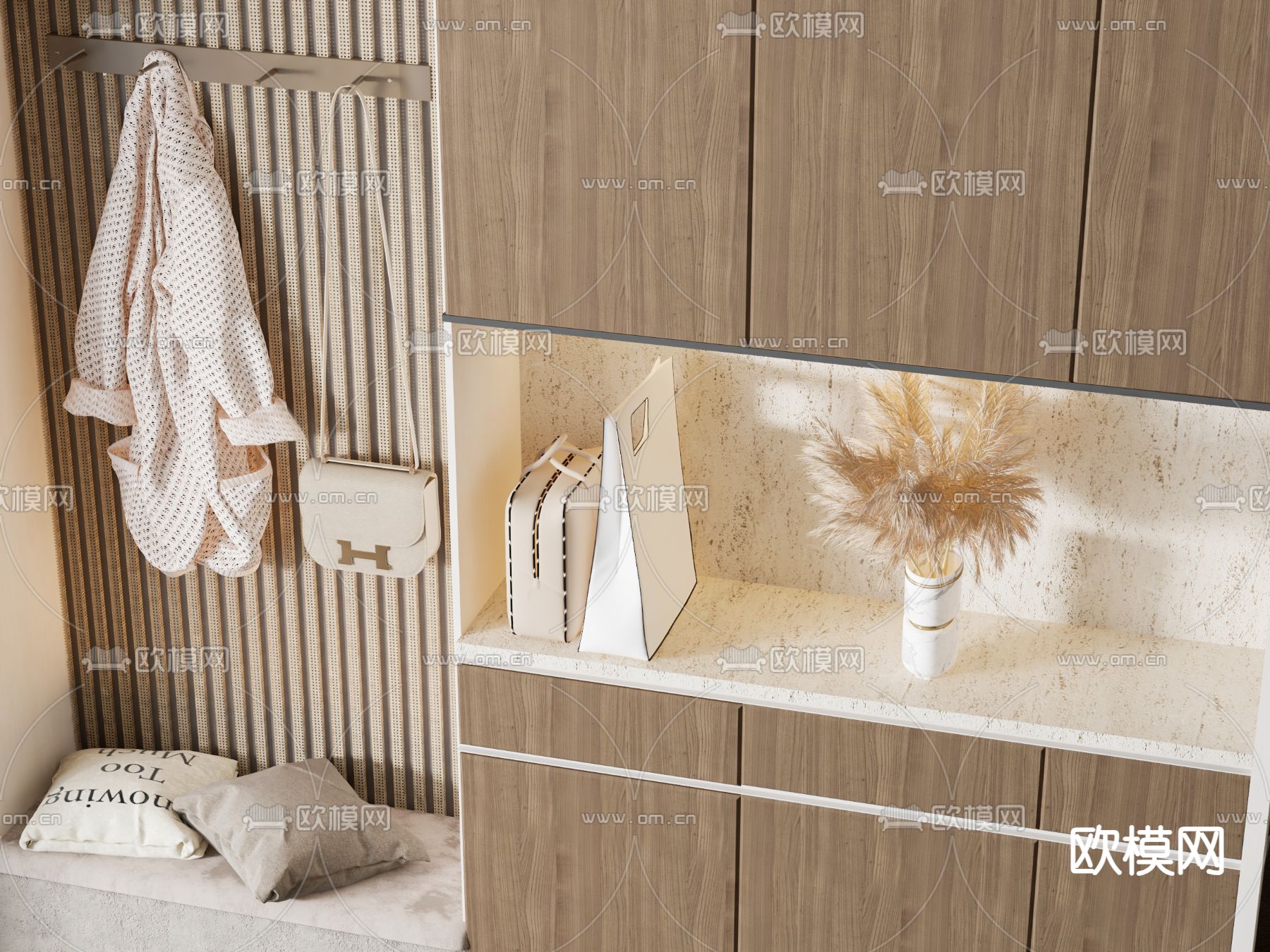 现代鞋柜su模型下载（渲染图1）