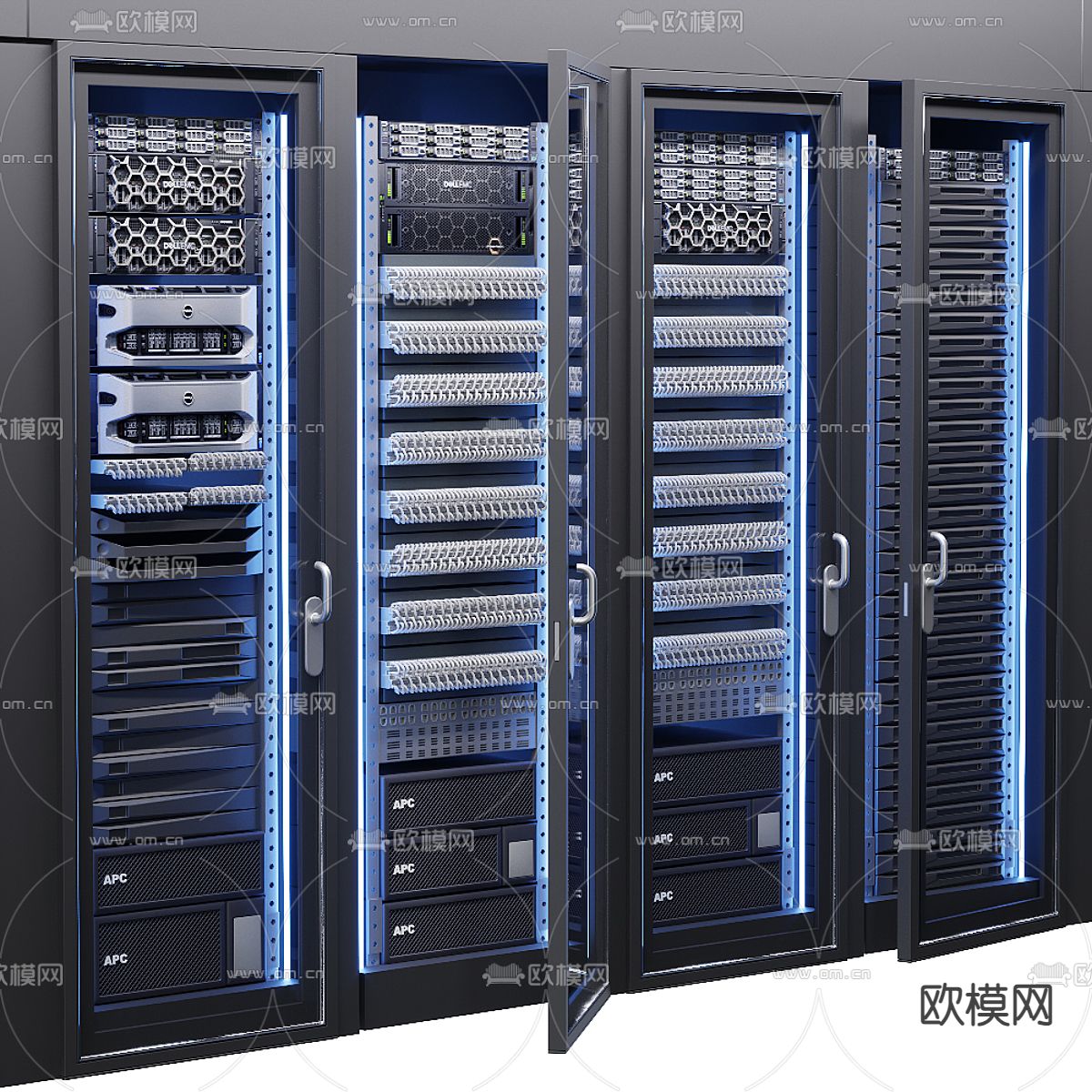 机房 服务器 机柜3d模型下载（渲染图2）