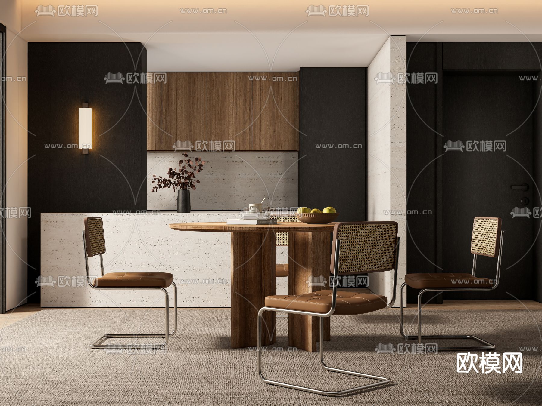 侘寂风餐厅su模型下载（渲染图1）