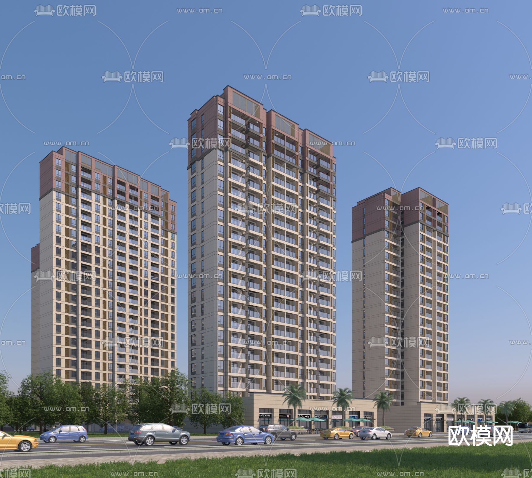 住宅楼外观3d模型下载