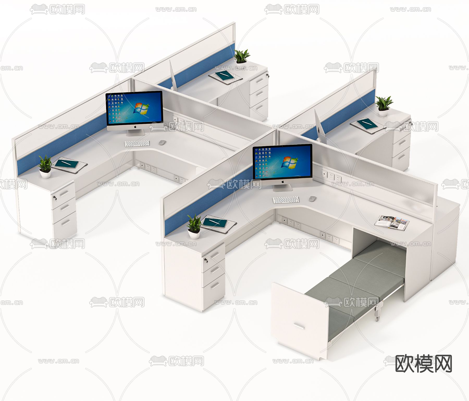 屏风工位3d模型下载