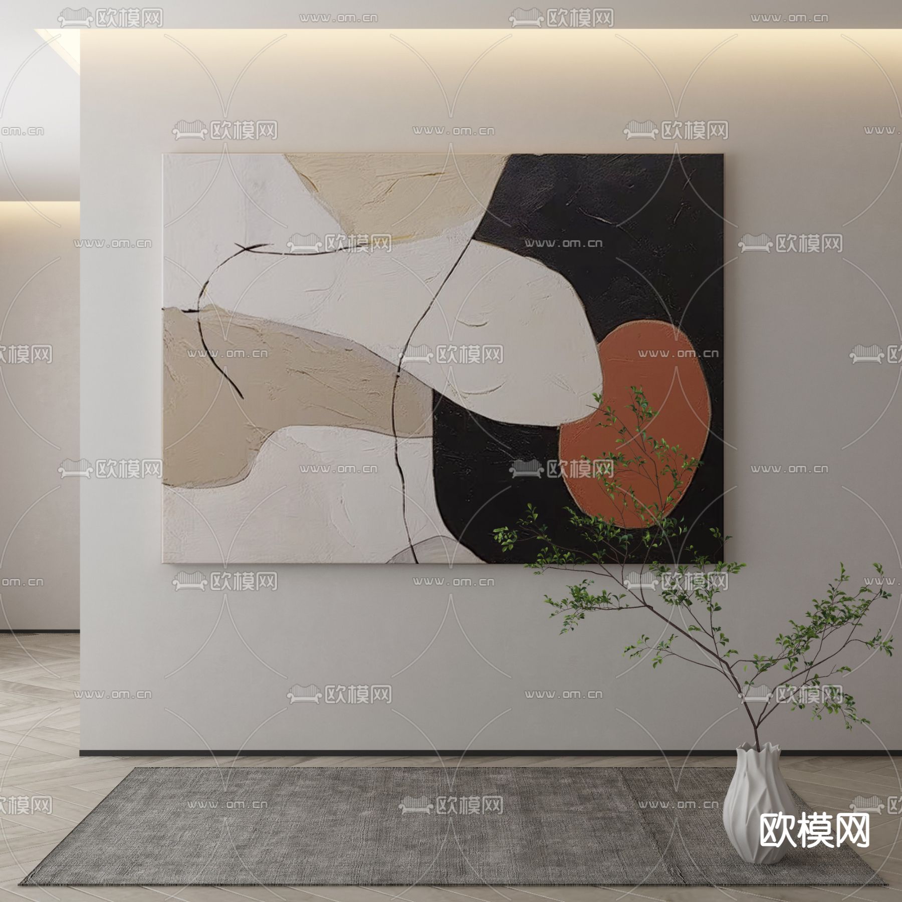 侘寂画 装饰画3d模型下载