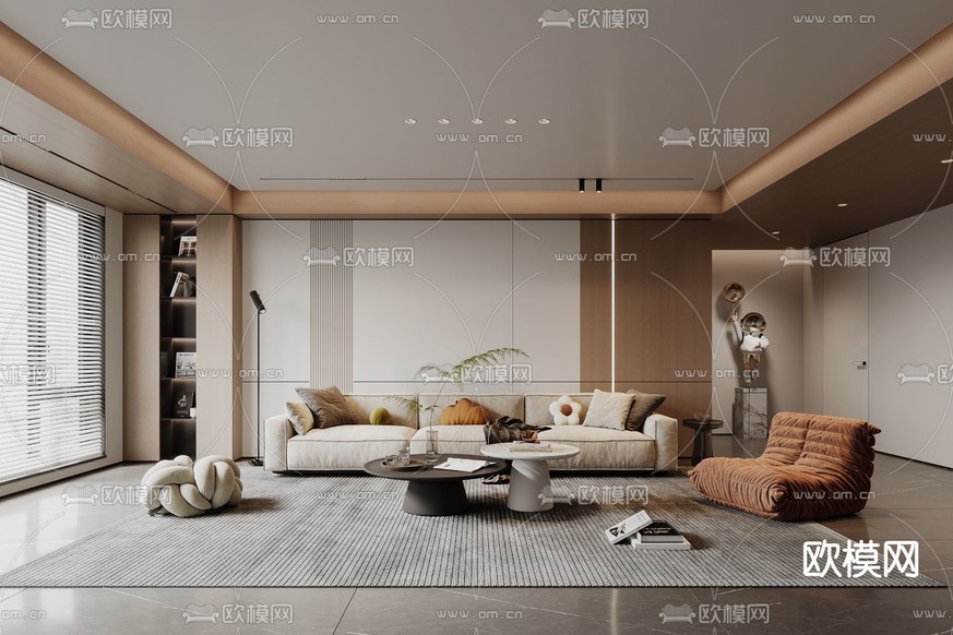 现代客厅3d模型下载(渲染图1)