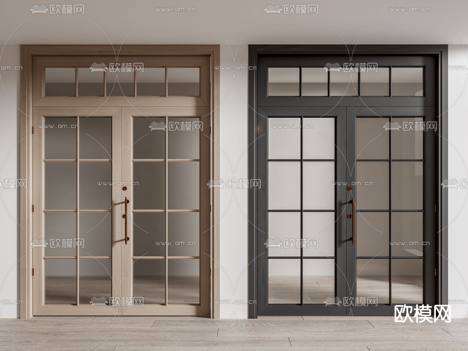 现代双开门 玻璃门3d模型下载_ID14275300_3dmax免费模型-欧模网