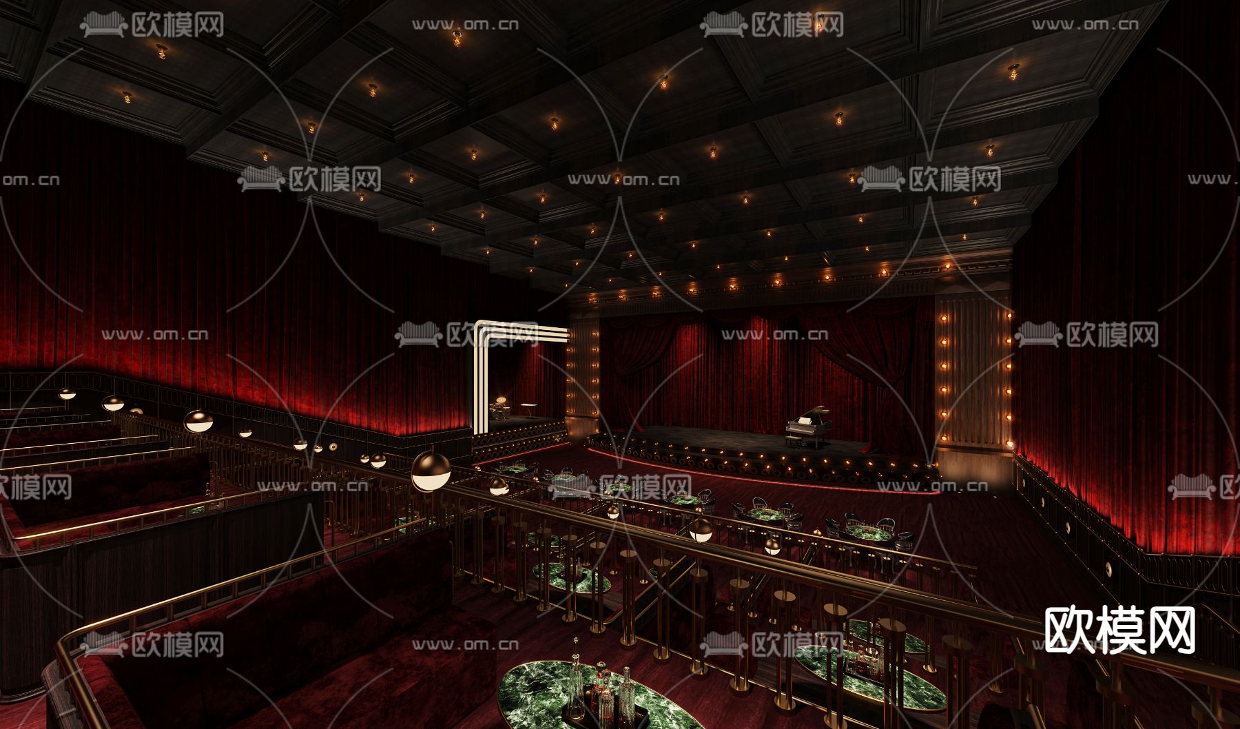 古典风演艺厅 歌舞厅 民国风剧院3d模型下载