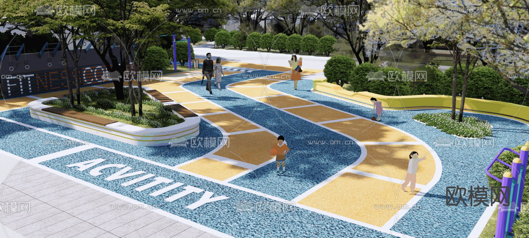 儿童活动场地su模型下载（渲染图3）